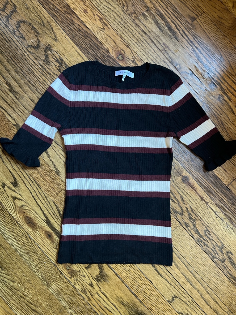 Frame Striped Rib Knit Top
